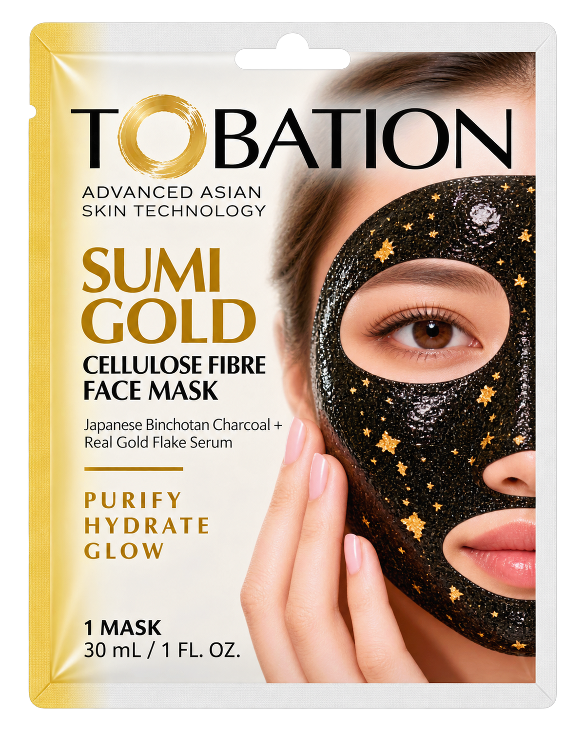 Tobation Sumi Gold Charcoal Fibre Face Mask packet